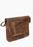 Vintage-Leder-Umhängetasche - Revolver Bag XL Farbe braun